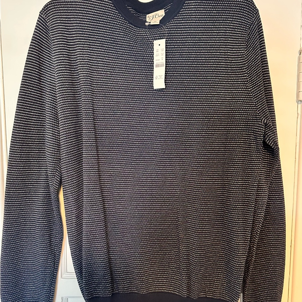 J. Crew Navy and White Knit Top